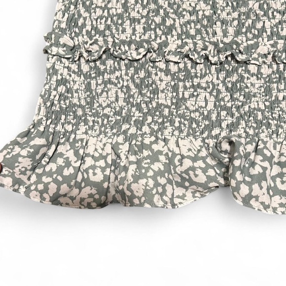 Abercrombie & Fitch Women Smocked Mini Dress XS Green Casual Dress Ruffle - Picture 4 of 5